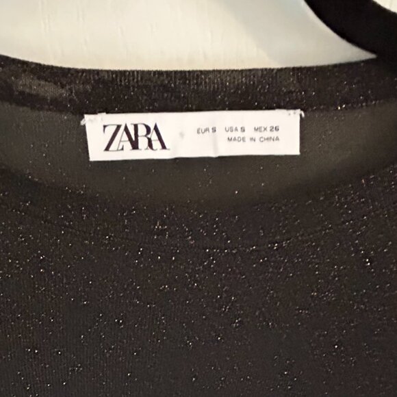 ZARA Metallic Sheer Tulle Top – Black with Copper Shimmer (Size S) - Picture 4 of 4